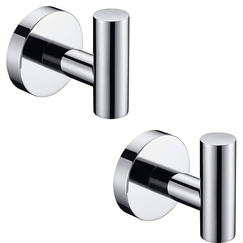 Nolimas Towel Coat Hook Polished Chrome SUS304 Stainless Steel Bathroom Clothes Cabinet Closet Sponges Robe Hook Wall Mounted Round Kitchen Heavy Duty Door Hanger 2 Packs - Image 1